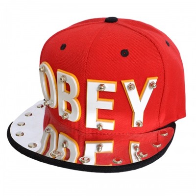 Бейсболка 3D "OBEY", золото (red & black)