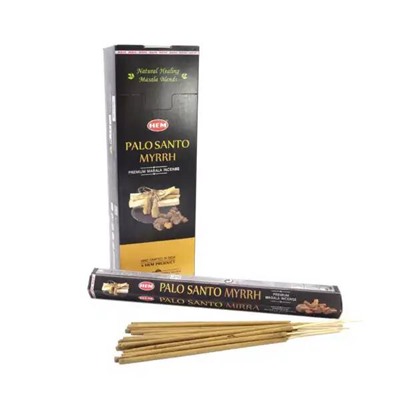 Hem Premium Masala Incense PALO SANTO MYRRH (Премиум масала благовония ПАЛО САНТО И МИРРА, Хем), уп. 15 палочек.