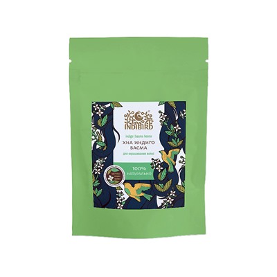 Indigo Basma Henna, Indibird (ХНА ИНДИГО БАСМА, для окрашивания волос, Индибёрд), 50 г.