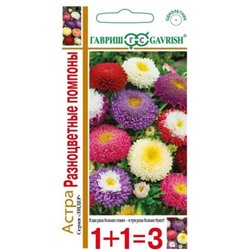 Цв.Астра смесь Разноцветные помпоны 1+1 (Гавриш) 0,6гр