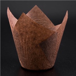 Капсула - тюльпан для выпечки коричневая 80*50, 20 шт