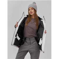 Горнолыжная куртка женская зимняя белого цвета 7077Bl