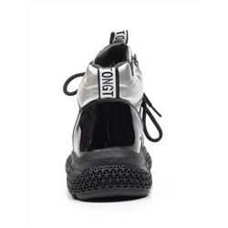 CSJ32-1 BLACK/SILVER Ботинки спортивные демисезонные женские (натуральная кожа, байка) размер 36