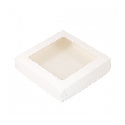 Коробка для печенья 15*15*3 см, Белая с окном