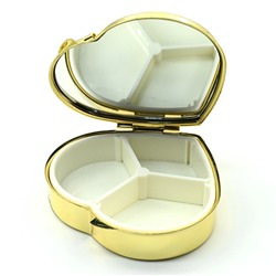 Таблетница с лазуритом афганским Сердце на 3 отсека, золотистая