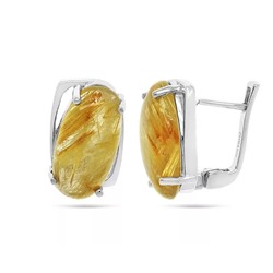 Серьги из серебра рутиловый кварц золотой, Романтика