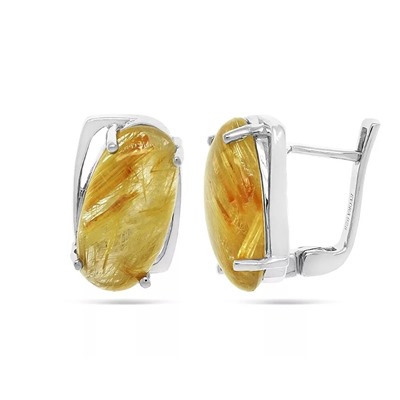 Серьги из серебра рутиловый кварц золотой, Романтика