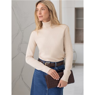 Водолазка тонкой вязки из хлопка с нейлоном