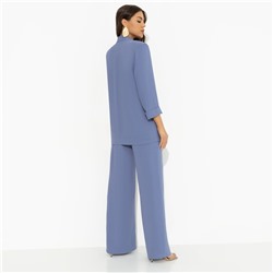 Брючный костюм на подплечниках, Стиль по-французски (blue, 2 в 1)
