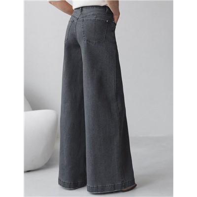 Джинсы трубы широкие из эластичного денима