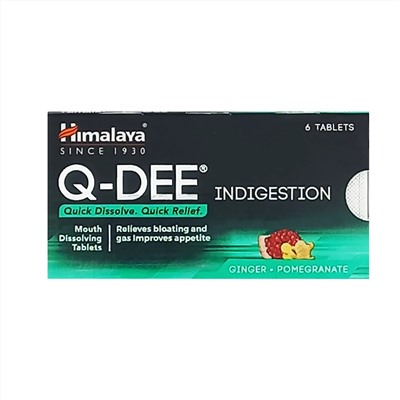 Q-DEE INDIGESTION, Himalaya (Таблетки для рассасывания ПРИ РАССТРОЙСТВЕ ПИЩЕВАРЕНИЯ, Хималая), блистер 6 таб.