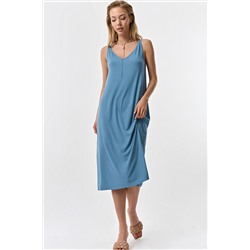 Платье летнее миди трикотажное голубое