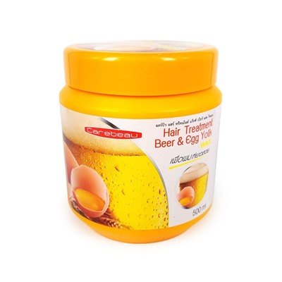 Hair Treatment BEER & EGG YOLK Wax, Carebeau (Маска для волос С ВОСКОМ, ПИВОМ И ЯИЧНЫМ ЖЕЛТКОМ, Кеабью), 500 мл.
