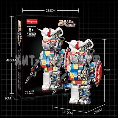 Конструктор Медведь BearBrick Kaws 800 дет. 188002, 188002