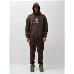 Спортивный костюм мужской демисезонный на флисе коричневого цвета 332K