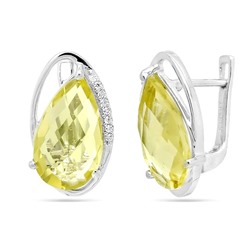 Серьги из серебра лимонный топаз, Грацио