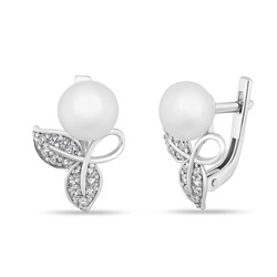 Серьги из серебра жемчуг, С1331