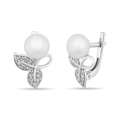 Серьги из серебра жемчуг, С1331