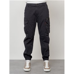 Джинсы карго мужские с накладными карманами темно-серого цвета 2425TC