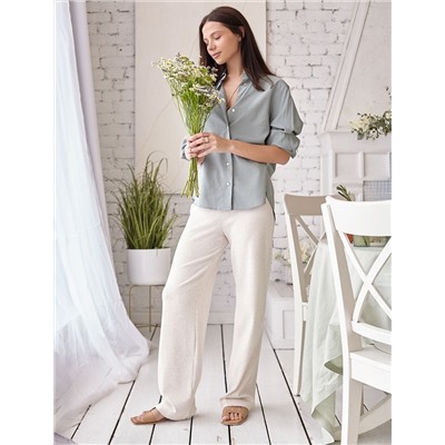 Прямые брюки из фактурного трикотажа в рубчик