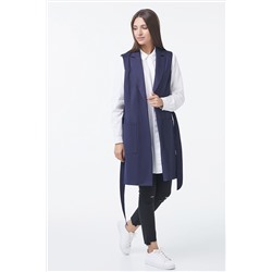 Жилет прямой длинный с карманами темно-синий