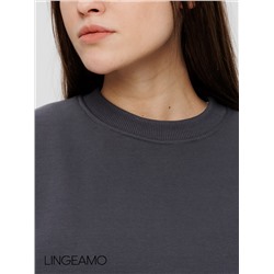 Женский свитшот оверсайз из футера с начесом Lingeamo темно-серый ВК-23 (13)
