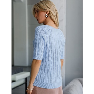 Джемпер фактурной вязки из хлопка с кашемиром