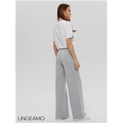 Женские брюки - палаццо из футера 2-х нитки Lingeamo серебристый КБ-26 (61)