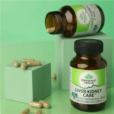 LIVER-KIDNEY CARE, Protects, Heals & Rejuvenates, Organic India (ЛИВЕР-КИДНЕЙ КЕА, Защищает, оздоравливает и омолаживает печень, Органик Индия), 60 капс.