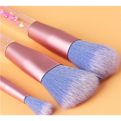 25%SALE! Набор кистей для макияжа 7 штук, в косметичке. Цвет Розовый +фиолетовый.