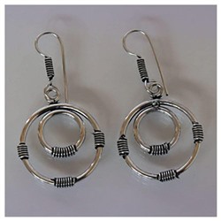 Серьги Два кольца оплетка тонкая German silver металл ИНДИЯ SH AME4526
