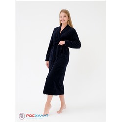 Женский велюровый халат с шалькой темно-синий ВМ-02 (9)