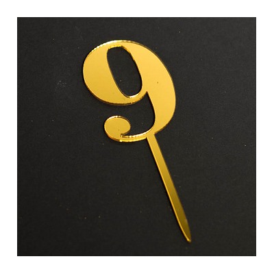 Топпер "Цифра 9" золото 6*8,5 см