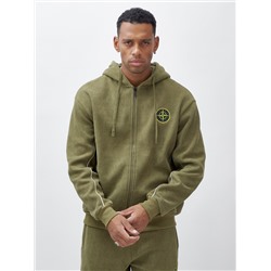 Спортивный костюм мужской демисезонный на флисе цвета хаки 340Kh