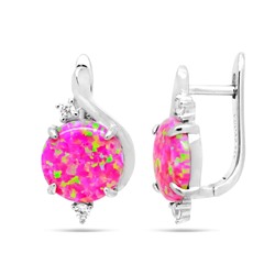 Серьги из серебра опал фиолетовый, МОВ0322