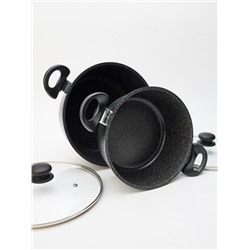 Набор посуды : кастрюля литая 3,3л и 5,7л, сковорода литая 26см съемная ручка