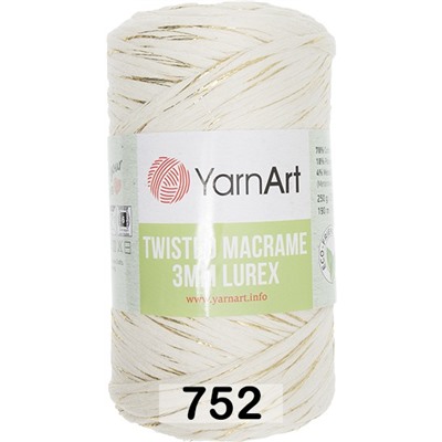 Пряжа Yarnart Macrame Twisted 3 Mm Lurex