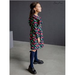 Платье София рукав вишня на черном ФМ