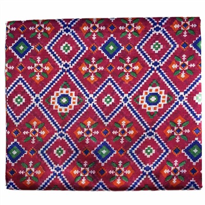 Сари TILAK с печатным принтом ЭТНИКА, цвет СИНЕ-РОЗОВЫЙ (Size: Onesize, с отрезом для блузы), РАЗНЫЙ ДИЗАЙН, 1 шт.