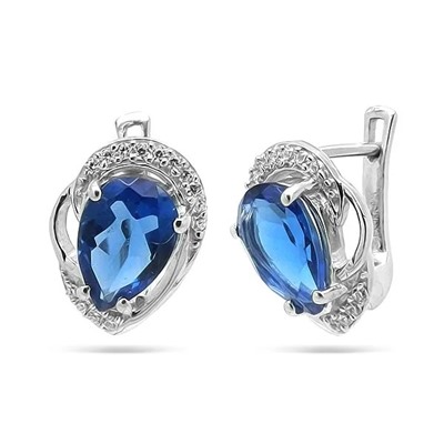 Серьги из серебра танзанит выращ., Лучик