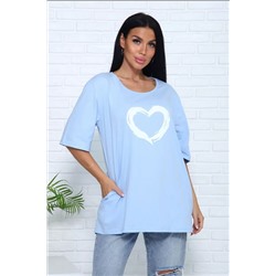 Футболка 785 удлиненная с рисунком сердце и карманами НАТАЛИ #1047951
