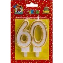 Свеча в торт (значимые даты, золотая) цифра "60" С2495, (МИЛЕНД)