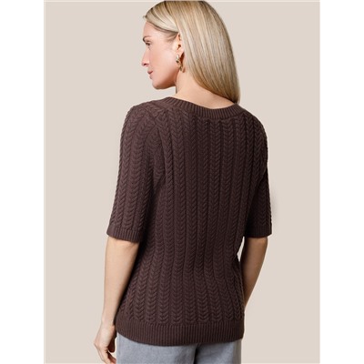 Джемпер фактурной вязки из хлопка с кашемиром