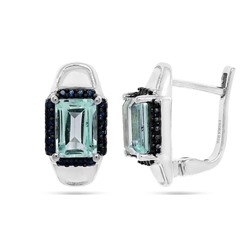 Серьги из серебра топаз, наносапфир, Калестро