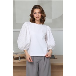 Трикотажная блузка с пышным рукавом