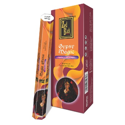 GYPSY MAGIC Premium Incense Sticks, Zed Black (ЦЫГАНСКАЯ МАГИЯ премиум благовония палочки, Зед Блэк), уп. 20 палочек.