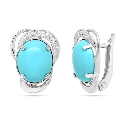 Серьги из серебра бирюза пресс., СПН4010