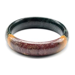 Браслет круглый из яшмы гелиотроп ширина 15мм, 44,7г