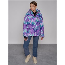 Горнолыжная куртка женская зимняя фиолетового цвета 2302-2F