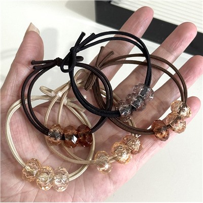 Набор резинок для волос с прозрачными бусинами 5 штук